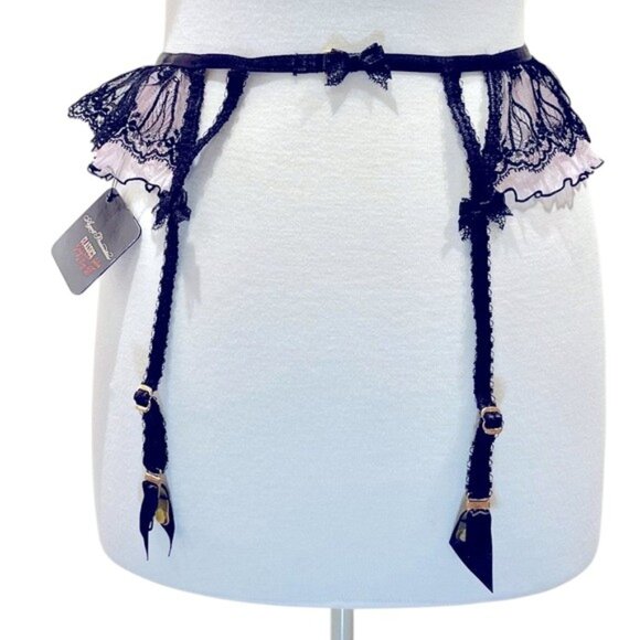 Agent Provocateur Black and Pink Fifi  Suspender Garter Belt NWT - Picture 6 of 8